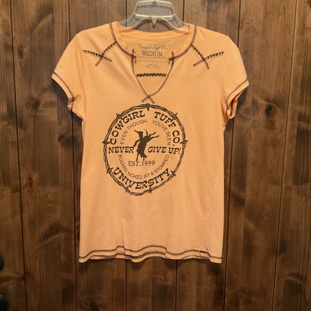 Cowgirl Tuff Peach Graphic Tee - Women's